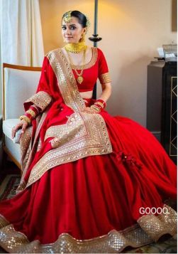 Stunning red lehenga with heavy border