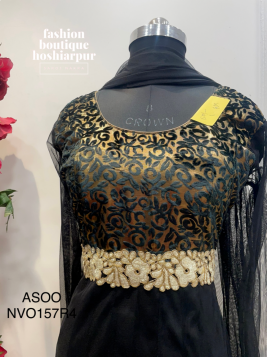 BLACK DRESS IN NET WITH PAJAMI AND DUPATTA