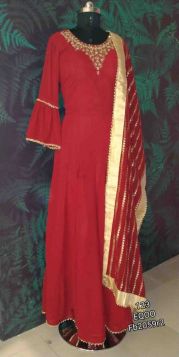 FANTASTIC RED GEORGETTE DRESS WITH EMBROIDERY