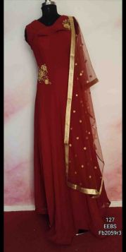 MAROON PARTY WEAR LONG DRESS