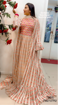 A VERY ELEGANT LONG DRESS WITH JACKET + NET DUPATTA