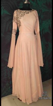 TRENDY LIGHT PEACH GEORGETTE GOWN