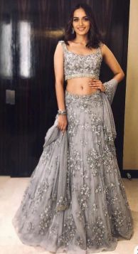 Grey silver full embroidered lehenga choli