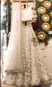 Off-white full embroidered Lehenga choli