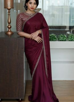 Elegant georgette saree with heavyembroidered georgette blouse