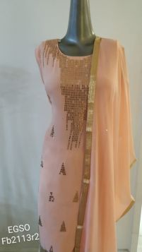 Elegant look georgette pastel peach salwar suit 