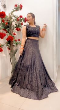 CUSTOMIZED BLACK FULL SEQUIN WORKED LEHNGA CHOLI