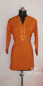 SHORT ORANGE KURTI FOR CUTE GIRLS