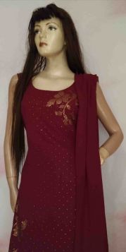 TRENDY MAROON PLAZO SUIT WITH SWAROVSKI WORK