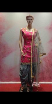 MAGENTA + SMOKE GREY PUNJABI SALWAR SUIT