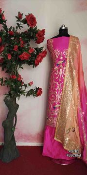 DESIGNER PURE SILK UNSTITCH SUIT WITH GOTTA PATTI WORK