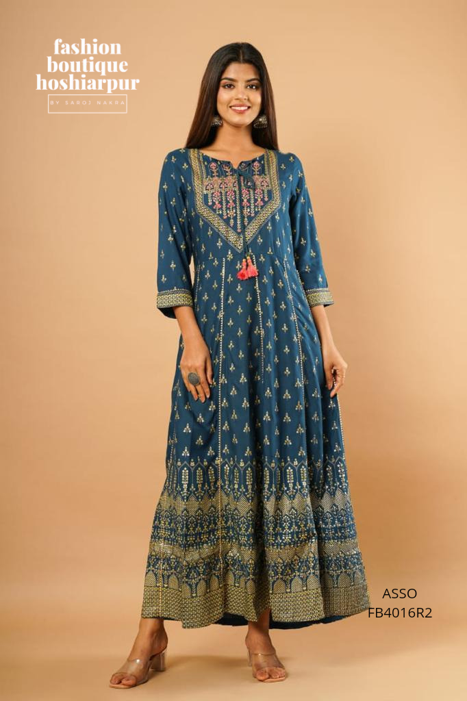 SUMMERISH BLUE COTTON DRESS WITH THREAD AND LITTLE MIRROR WORK