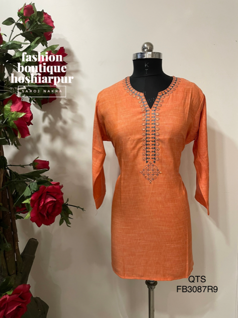 ORANGE COTTON KURTI