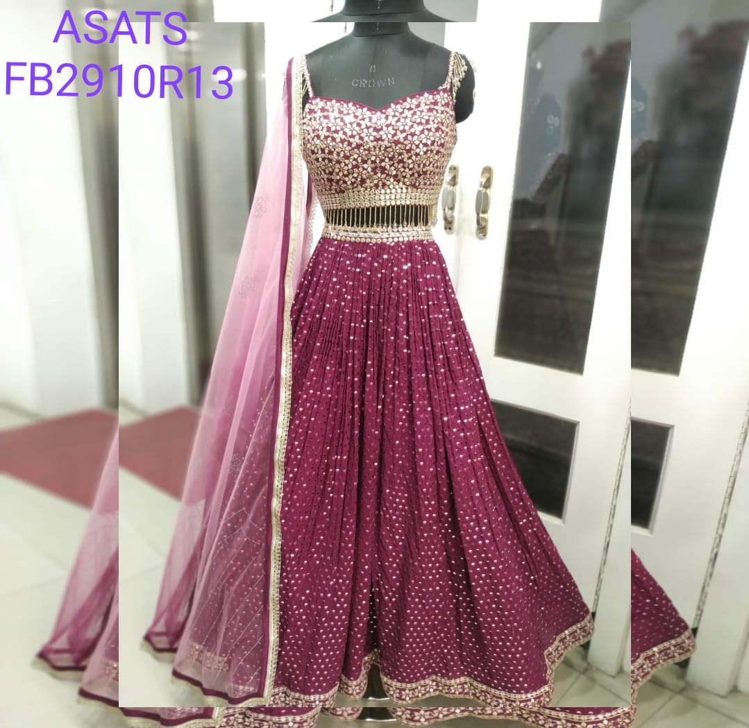 Party wear Lehnga BRINJAL COLOUR