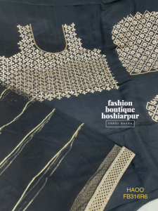 BLACK SILK UN STITCH SUIT GOTTA PATTI WORKED WITH NET DUPATTA