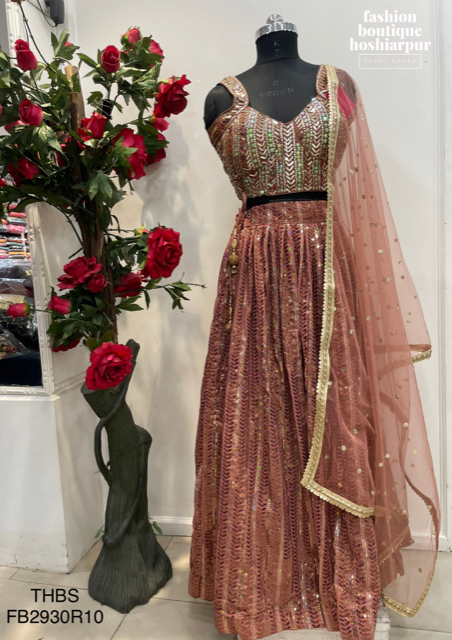 GEORGETTE FULL EMBROIDERED SEQUIN WORKED LEHNGA WITH EMBROIDERED BLOUSE WITH DUPATTA