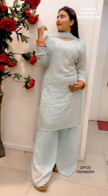 CHINON PLAZO SUIT WITH PEARL EMBROIDERY