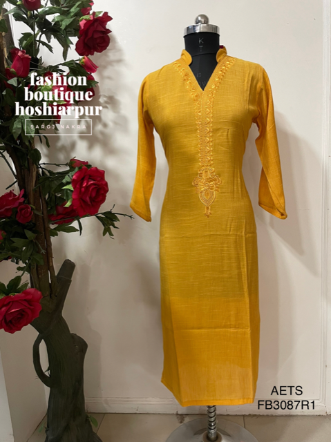 YELLOW COTTON KURTI