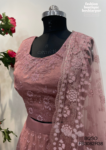 MAUVE COLOURED BEAUTIFUL NET LEHNGA CHOLI WITH DESIGNER NET DUPATTA