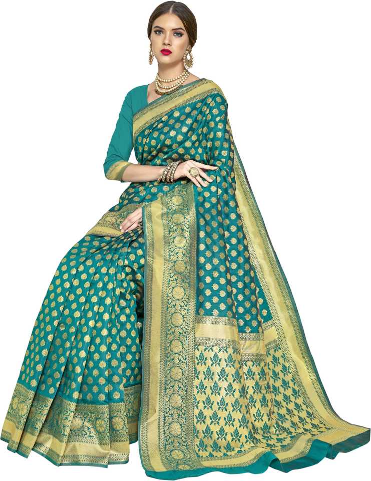 Sariya Woven Banarasi Silk-SeaGreen-L