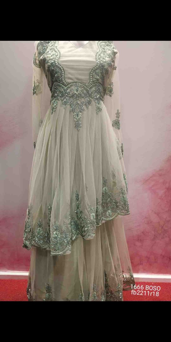 PISTA GREEN ETHNIC WEAR GOWN