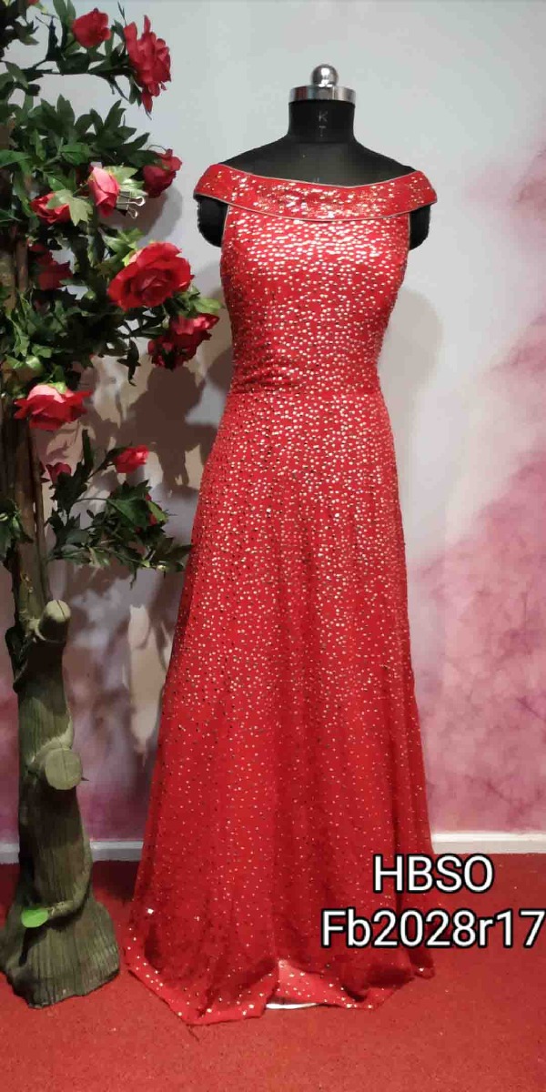 ATTRACTIVE PARTY WEAR RED GOWN