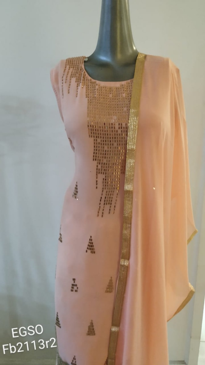 Elegant look georgette pastel peach salwar suit