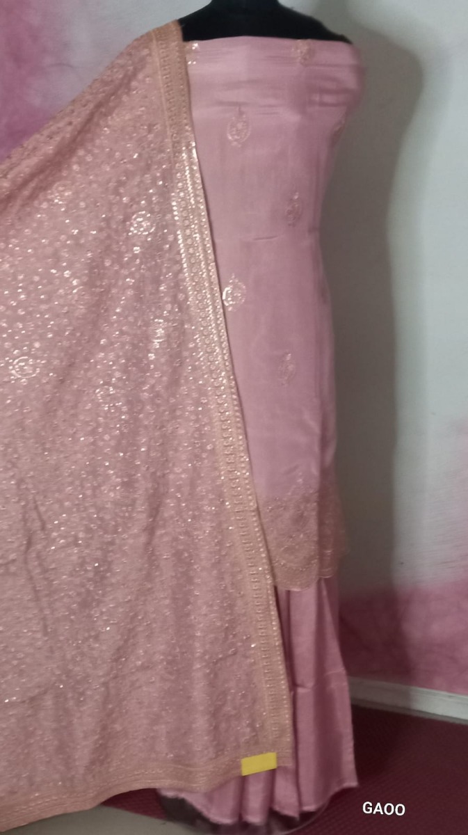 Shimmer silk suit and jal dupatta