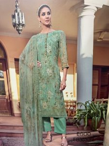 GEORGETTE SUIT WITH SEQUENCE + THREAD WORK -7