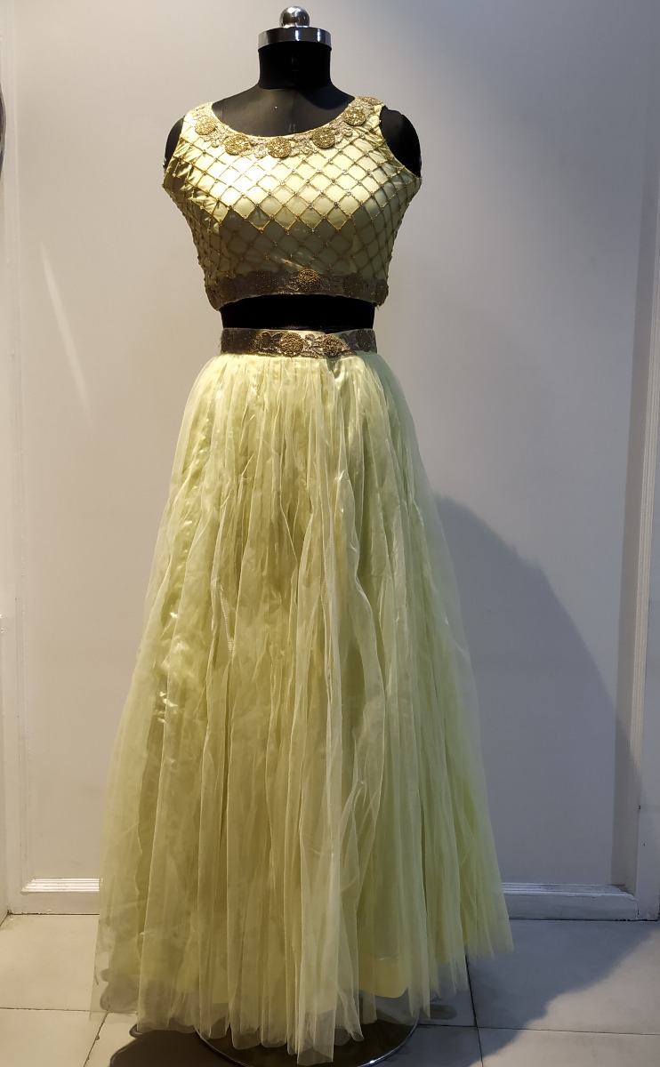 Lemon girlish net lehenga light weighted