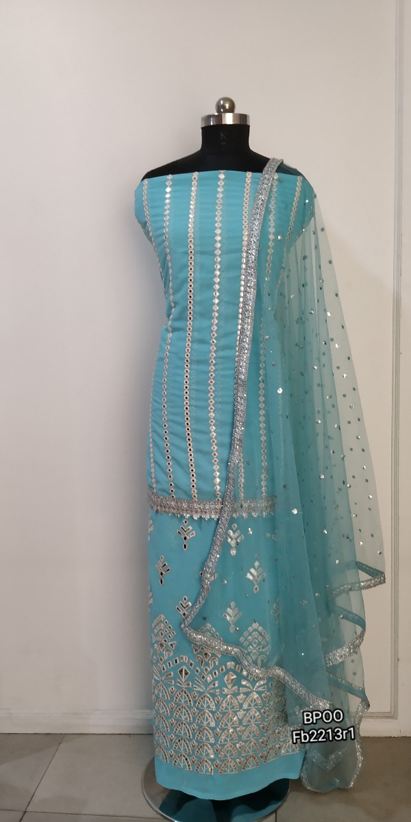 Full heavy unstitch suit with gottapatti work in beautiful summerish colour
