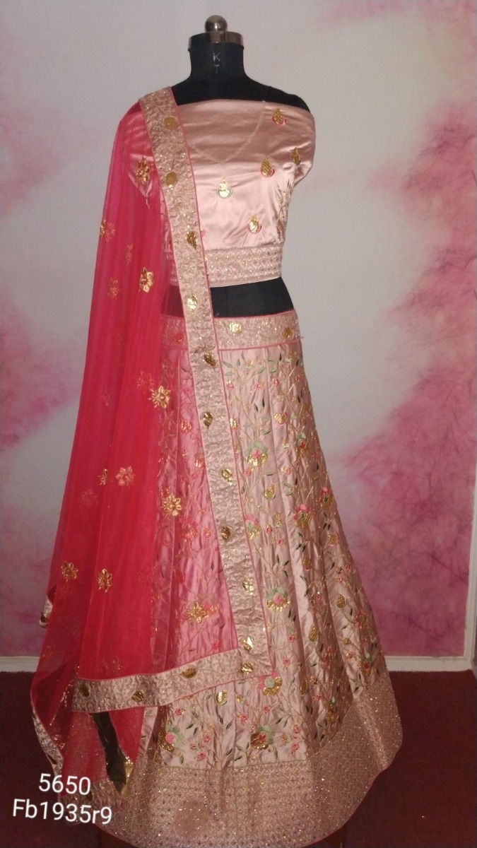 Very elegant gotta patti embroidered baby pink lehenga