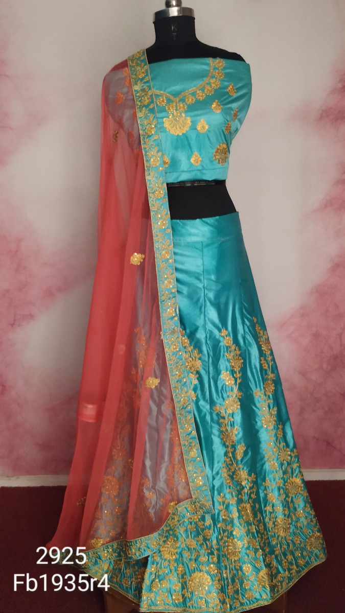 Heavy embroidered lehenga in beautiful turquoise colour