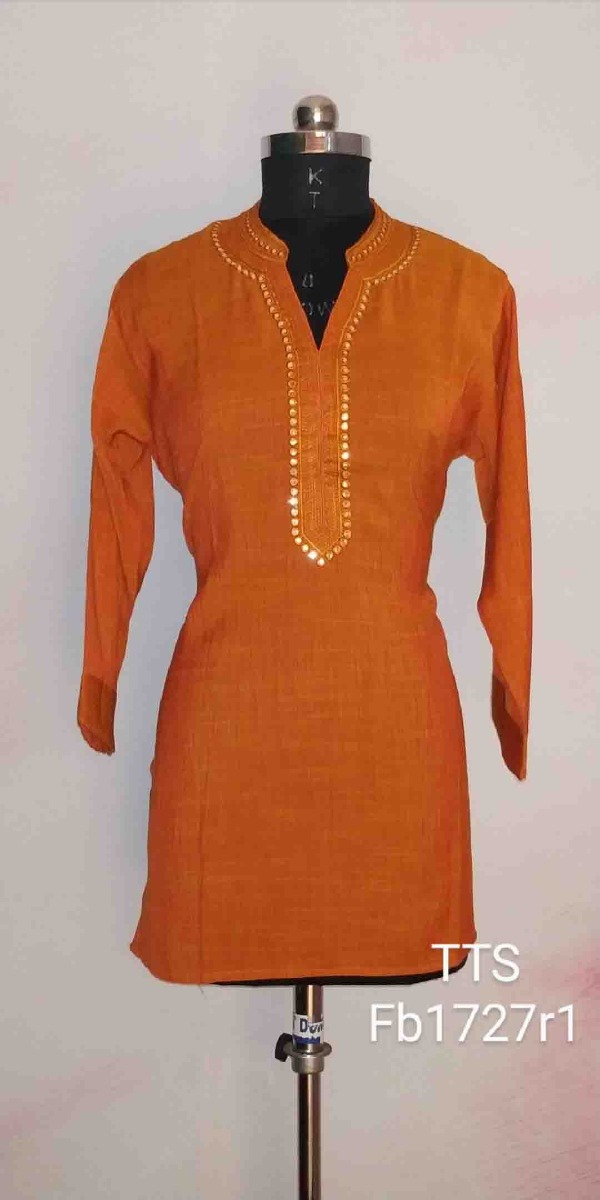 SHORT ORANGE KURTI FOR CUTE GIRLS