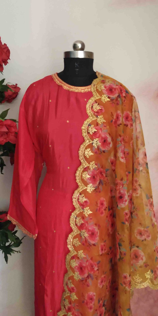 PARTY WEAR SEMI STITCHED SUIT WITH TISSUE DUPATTA