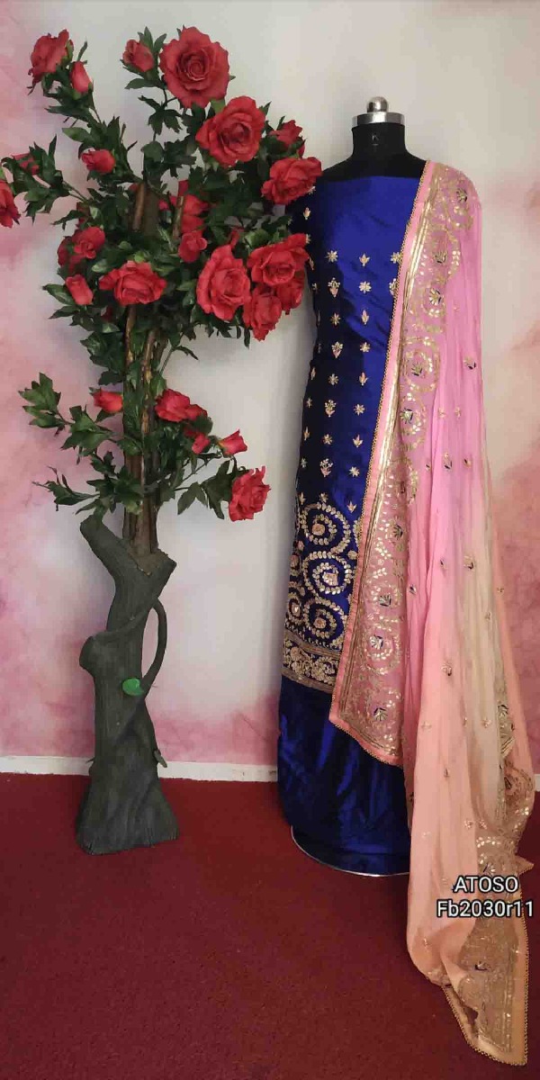 DESIGNER PURE SILK SUIT WITH GOTTA PATTI WORK
