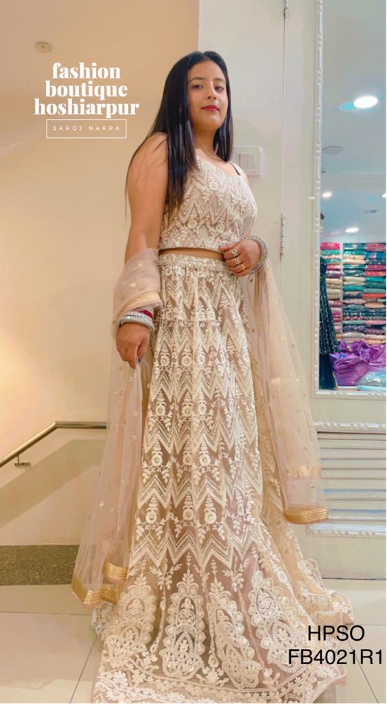 LAKHNAVI STYLE NET SUIT WITH FULL FLARED MAUVE COLORED
