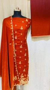 Rust Velvet Colour Party wear suit