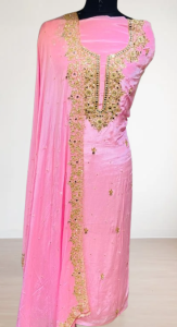 Crave Fabric Baby Pink Beautiful Dupatta and very beautiful Party Wear Suit