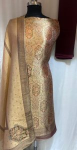 Shimmer Banarasi Golden Colour Party Wear Suit