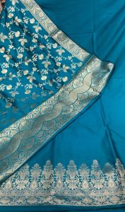 Silk Fabric Peacock Colour Casual Wear Suit