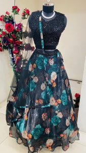 Tissue shimmer Black colour Party wear dress