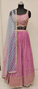 Georgette Fabric Pink Colour Hand work Attractive Lehenga  Choli