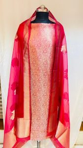 Banarasi Shimmer Hot Pink Attractive Party Wear Suit