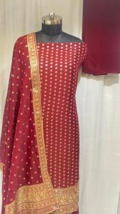Banarasi Fabric Mehroon Colour Designer Party Wear Suit