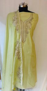 Cotton Fabric Pista Colour Casual Wear Suit