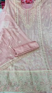 Shimmer Fabric Peach Pink  Colour Party wear suit