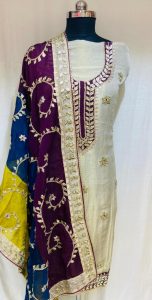 Organza Fabric  Golden  Colour  Elegant Party Wear Suit