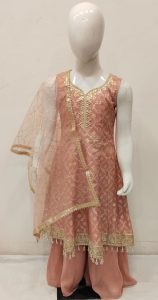 Georgette  Fabric  Onion Colour Attractive Frock with Plazzo Suit