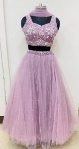 Net Fabric Lavender Colour Party Wear Lehenga Choli